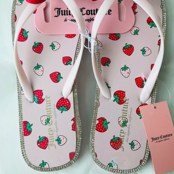 Juicy Couture Flip-Flops Slurpy Spring Rhinestones Heart Bow - Picture 5 of 6
